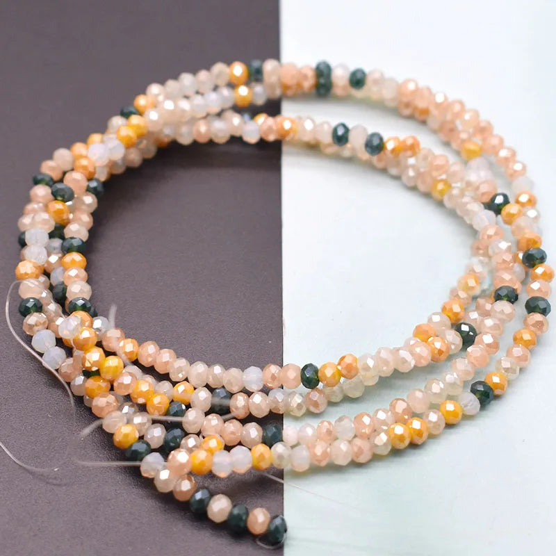 Mixed-Color Rondelle Glass Beads for Jewelry Making