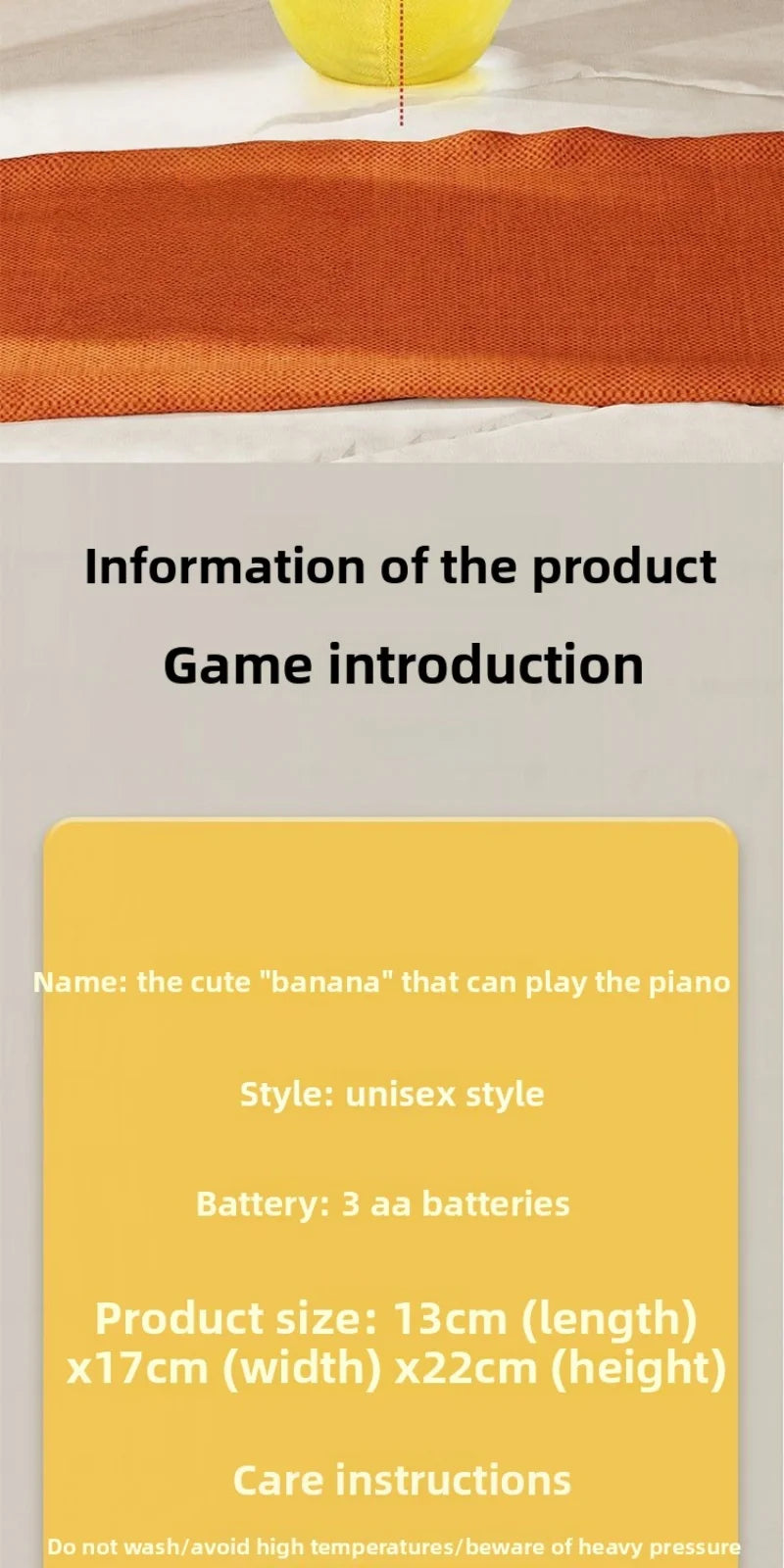 Musical Banana Plush Toy with Touch-Sensitive Piano