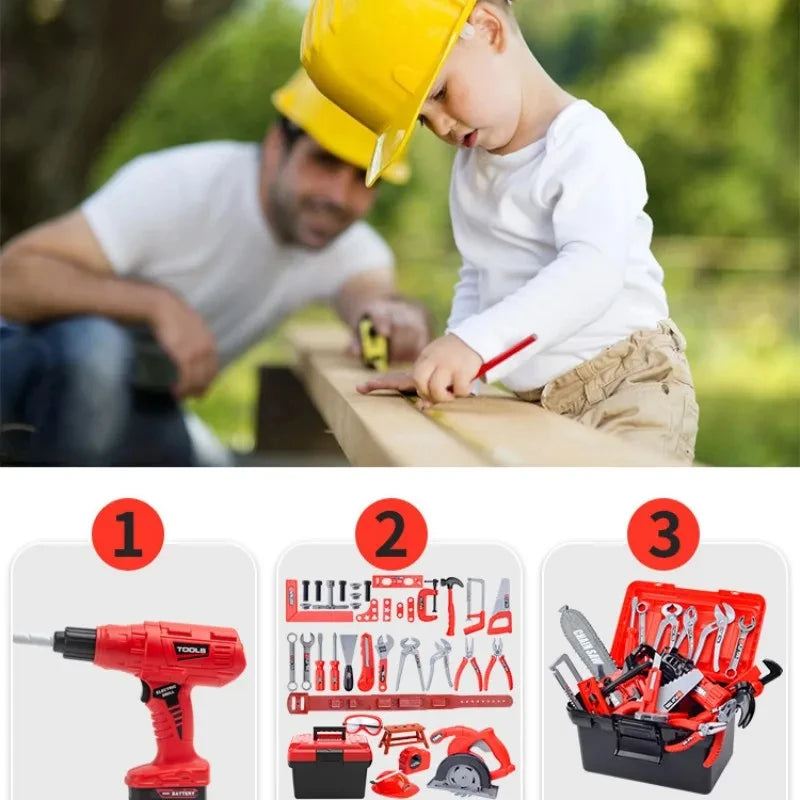 Kids Repair Toolbox Toy Set – Pretend Play Engineering Tools with Drill