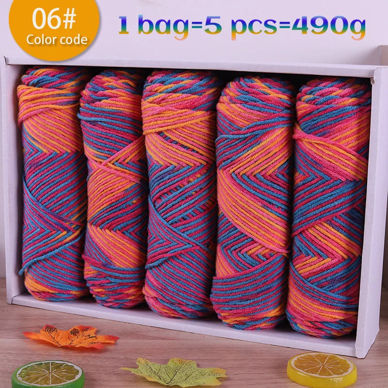 Multicolor Gradient Dyed Acrylic Yarn for Knitting & Crochet