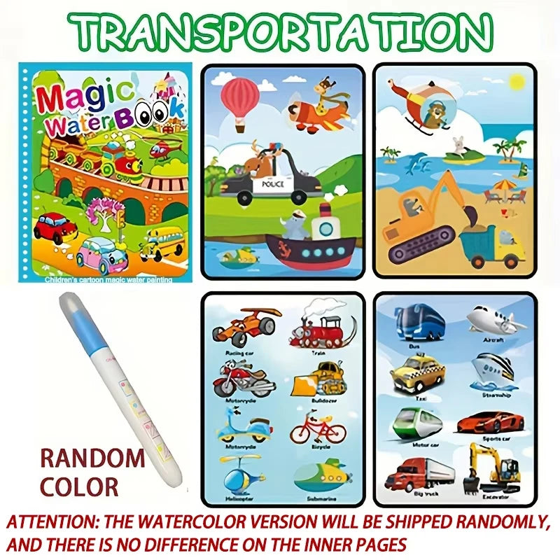 Magic Water Drawing Book for Kids - Reusable Coloring Fun