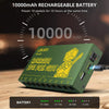 A green LeKato rechargeable battery pack for a guitar pedal power supply with multiple DC outputs.