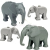 A set of six gray elephant building blocks for kids and collectors.