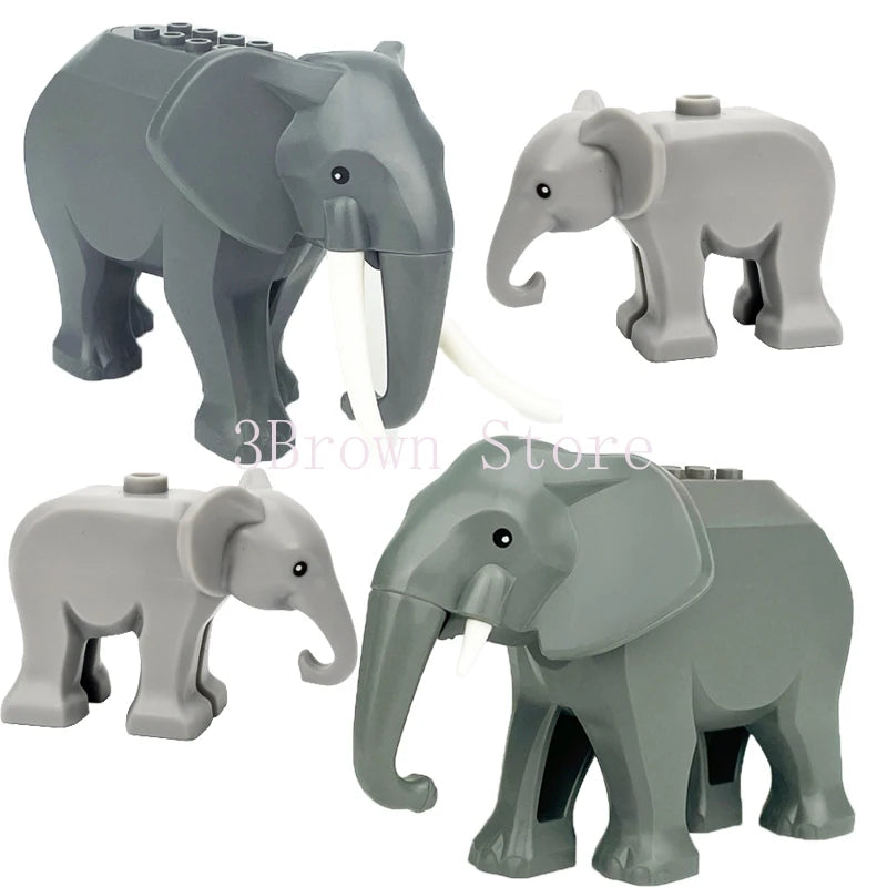 A set of six gray elephant building blocks for kids and collectors.