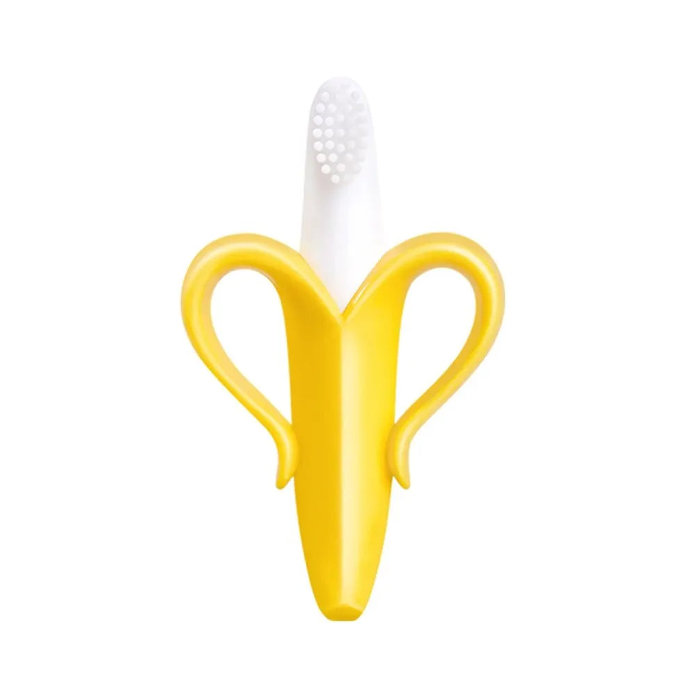 Banana-Shaped Silicone Baby Teether & Training Toothbrush