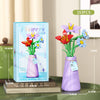 A set of 153 flower bouquet building blocks with a vase for DIY home decor