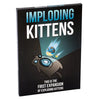 Box art for Imploding Kittens featuring a cartoon kitten and a depiction of an explosion.