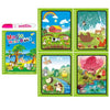 A set of six pages of a magic water coloring book featuring various animals and nature scenes for toddlers.