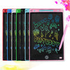 A row of colorful 8.5-inch LCD writing tablets for kids with stylus pens displaying a happy birthday message.
