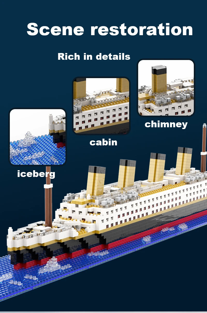 Micro Building Block Titanic Ship Model Kit for Adults and Teens