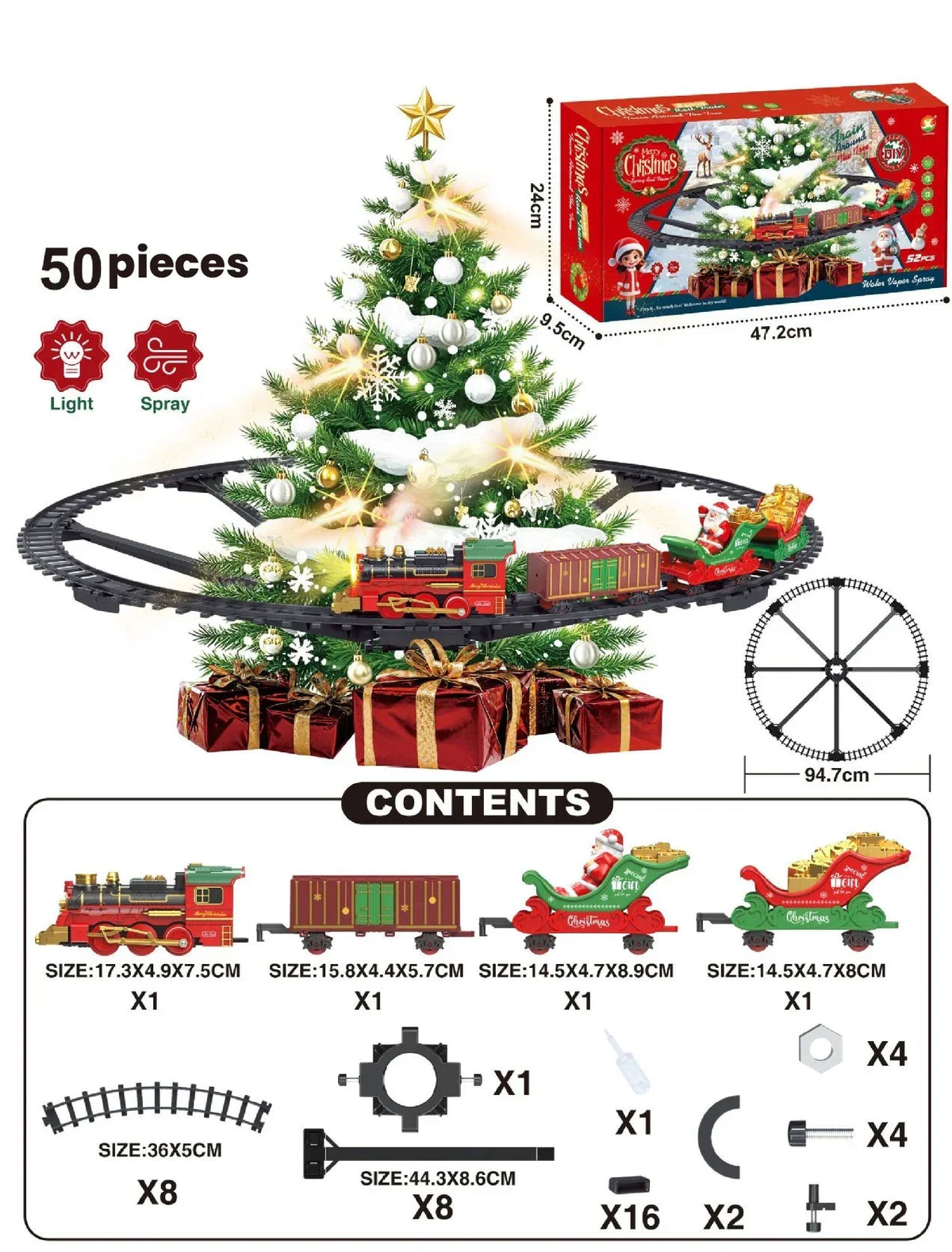 Musical Christmas Train Set with Lights