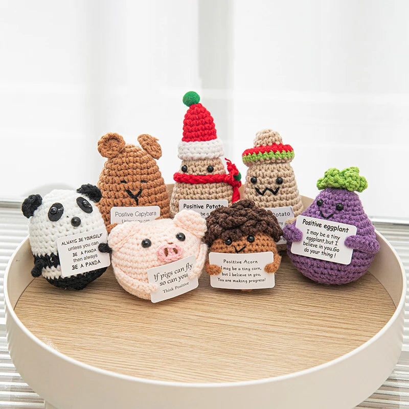 Handmade Crochet Positive Doll with Hugging Card