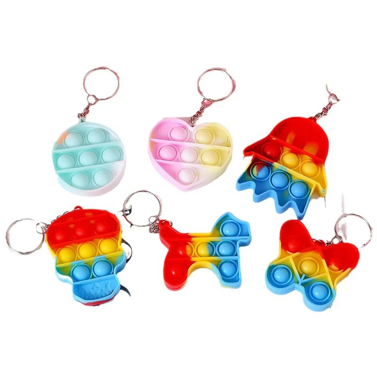 Mini Pop Fidget Keychains for Kids - 20 Pack Sensory Toys for Party Favors & Classroom Rewards