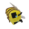 A yellow and black striped bee plush toy with wings.