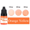 Orange yellow candle dye in dropper bottles showing 1, 2, and 3 drops of the liquid colorant
