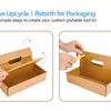 Hands assemble a cardboard construction kit for kids using a safe cutter and tool box.
