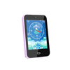 A purple smartphone toy displaying a winter scene with a compass and a house.