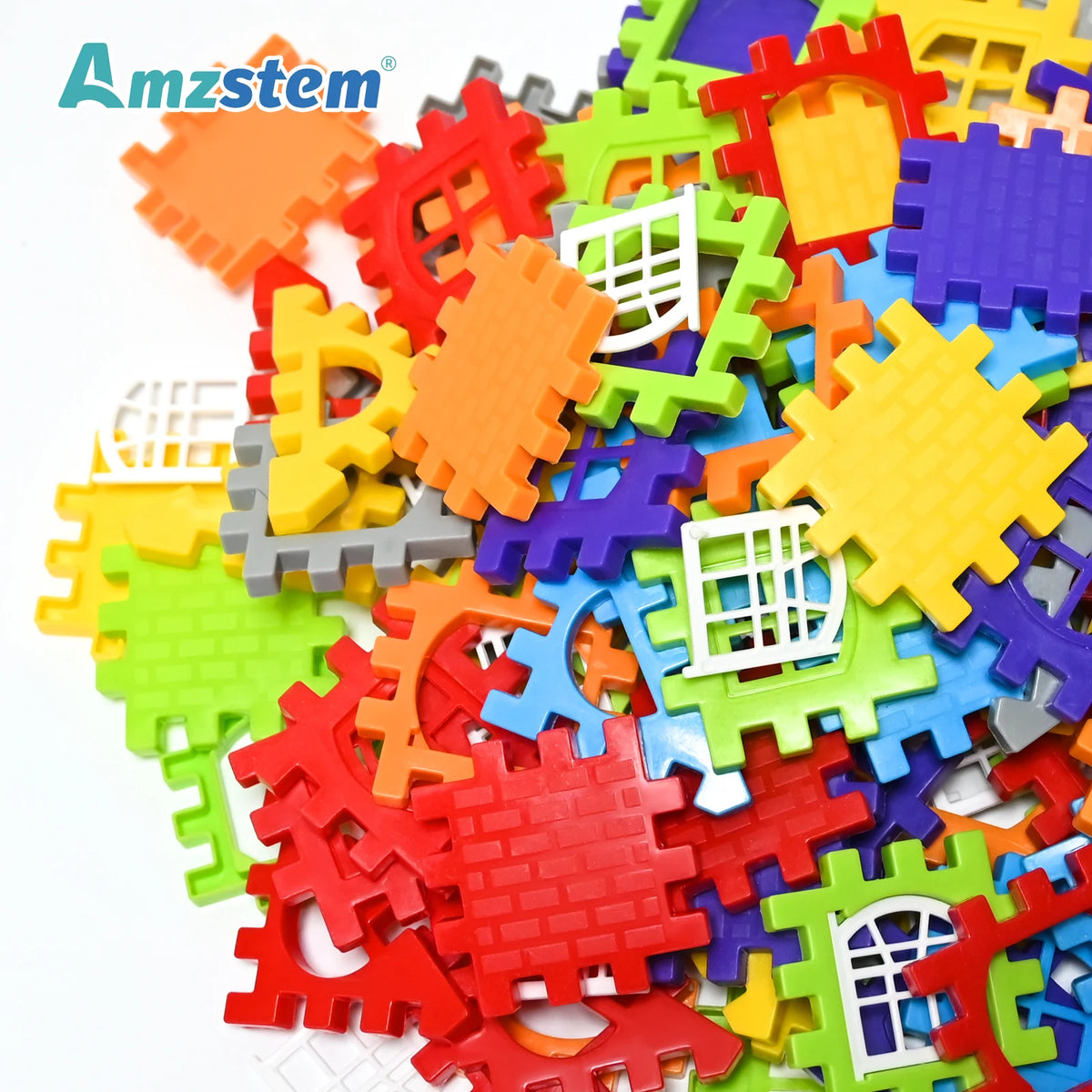 Large House Building Blocks Set with Window Designs – 140-Piece STEM Toy for Kids