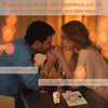 A couple is rolling a wooden dice game for a romantic date night experience.