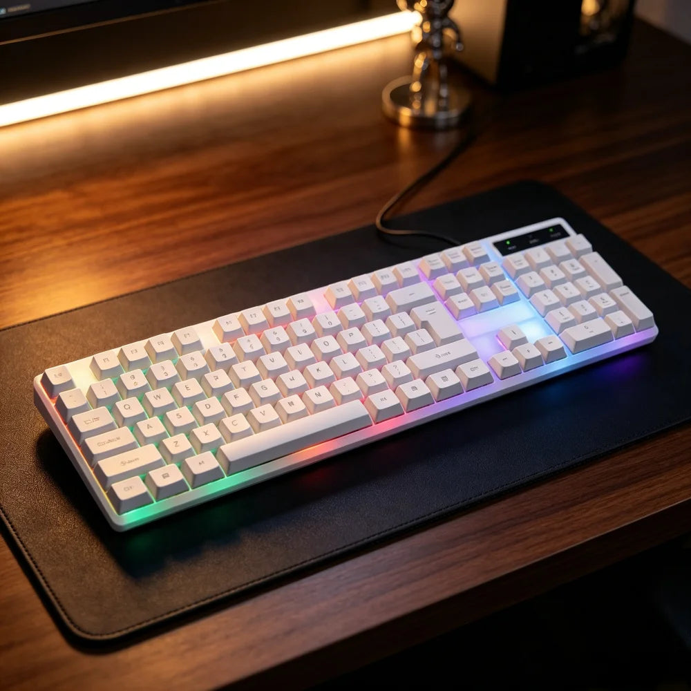 RGB Backlit Wired Keyboard with Mechanical Feel