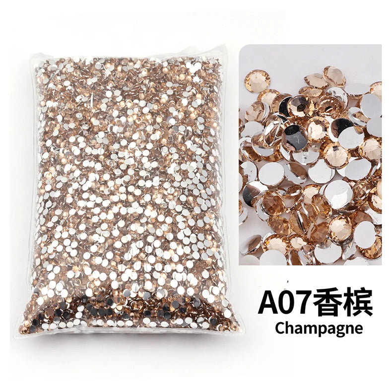Bag of gold champagne flat-back resin rhinestones for DIY craft and nail art