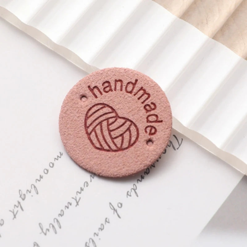 Round PU Leather Labels with Embossed Design for DIY Crafts