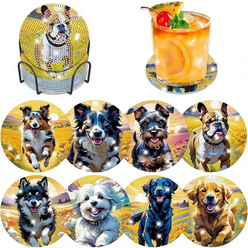 DIY Diamond Art Coaster Set with Holder - Acrylic Mandala Design, 8 Pieces