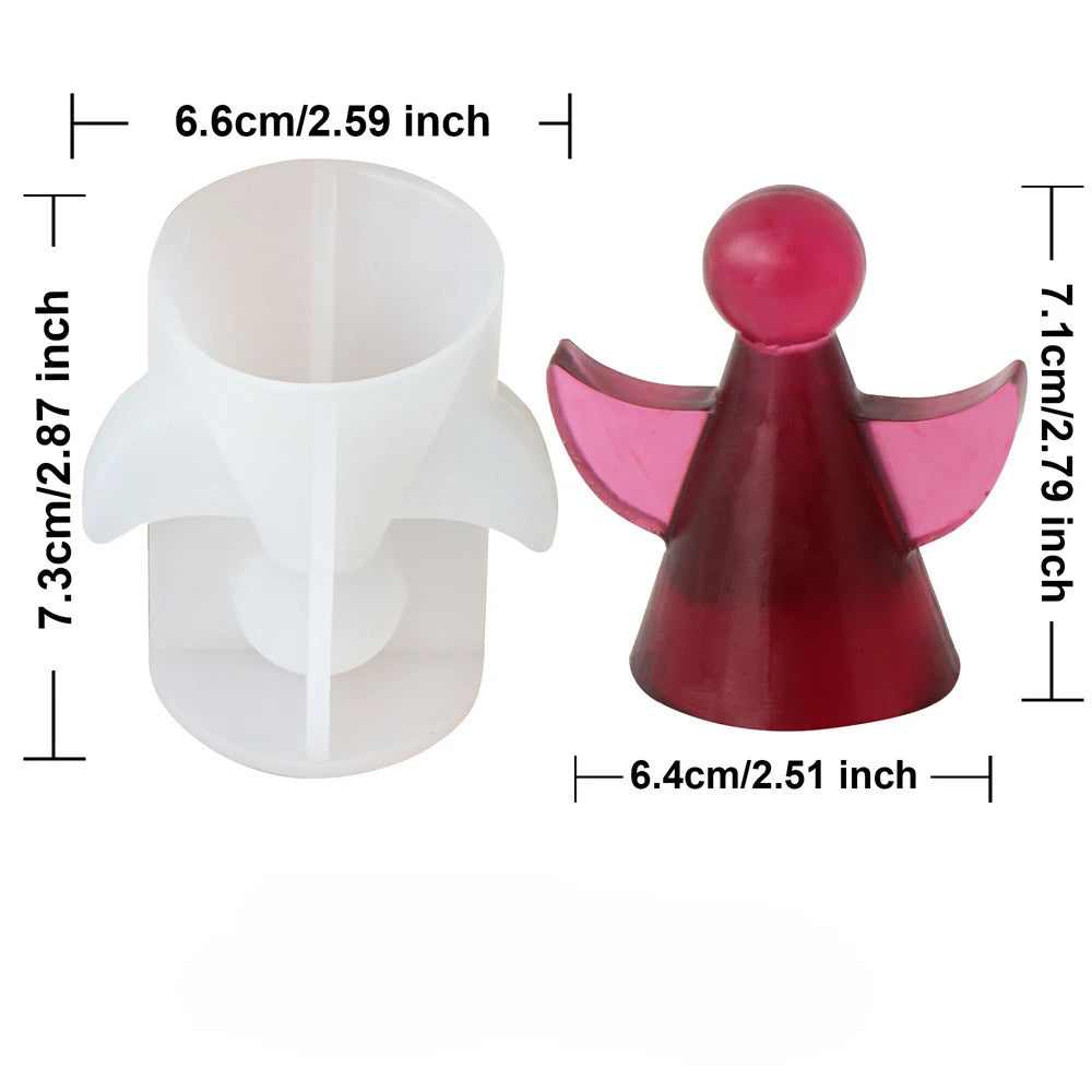 A silicone mold shaped like a cherub angel for making candles and soap