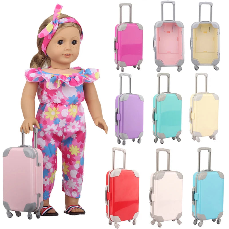 Colorful Doll Travel Suitcase Set for 18-Inch Dolls
