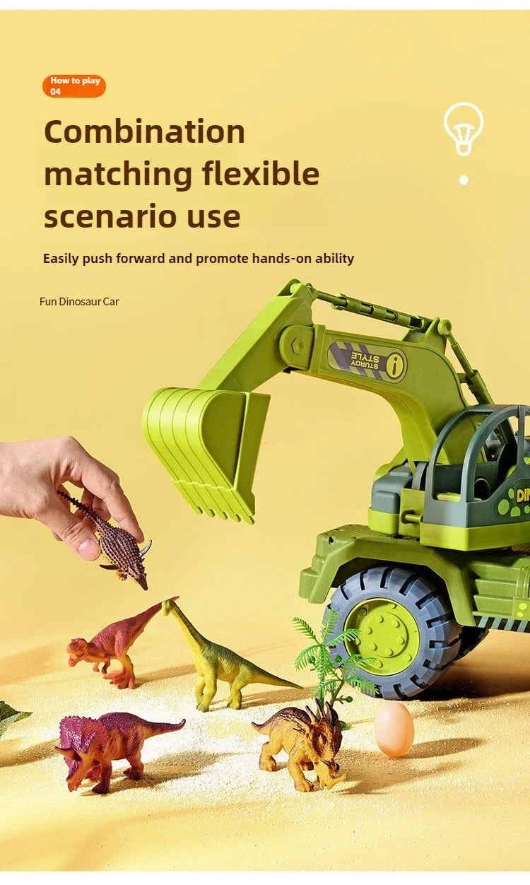 Dinosaur Transport Truck Carrier Playset with Tyrannosaurus Rex