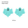 A pair of light blue silicone ghost-shaped beads for jewelry making.