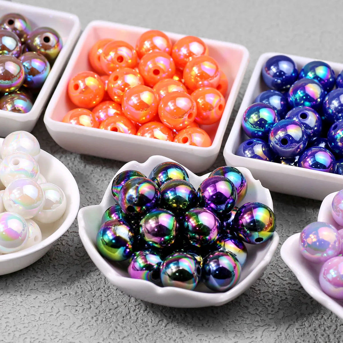 Iridescent Acrylic Round Beads for Jewelry Making (16mm, 20-Pack)