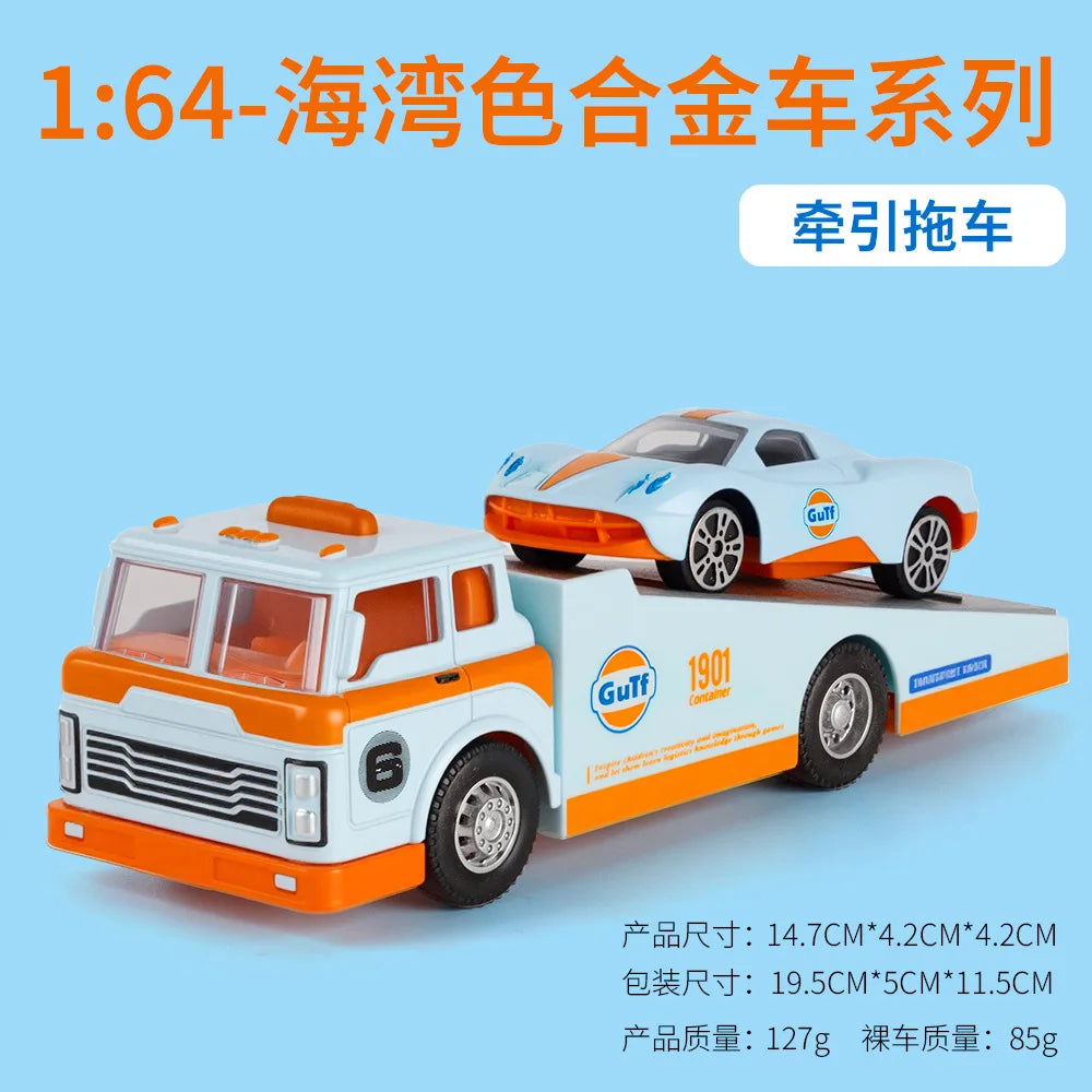 1:64 Scale Die-Cast Trailer Truck with Container - Gulf Racing Edition
