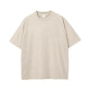 A light beige men's retro washed heavyweight cotton oversized casual t-shirt.