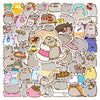 A collection of cute, stylized cat stickers featuring various poses and expressions for laptops and stationery.