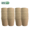 Four stacks of biodegradable peat pots for seed starting, showing 40 pieces with an 8cm size.