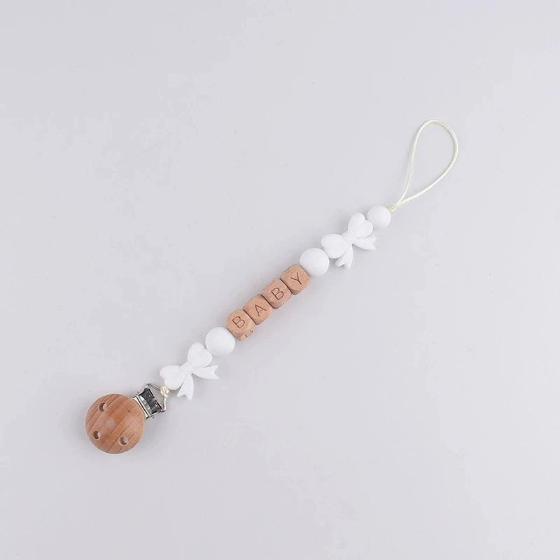 Personalized Baby Pacifier Clip with Silicone Beads