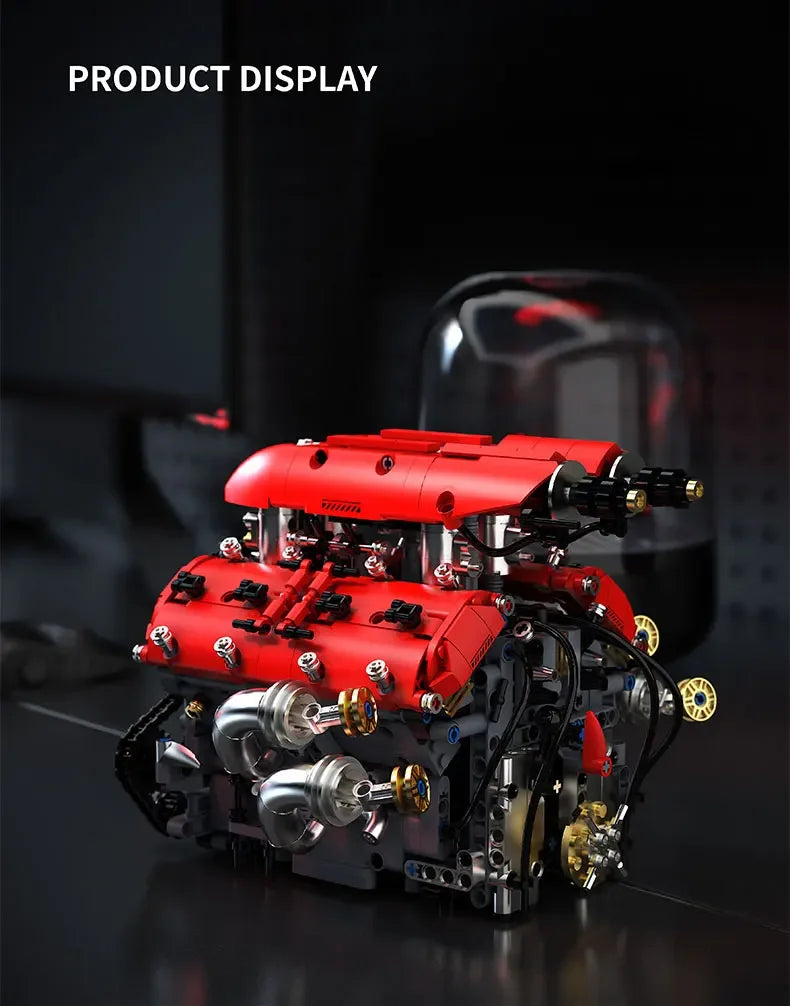 V8 Engine Model Building Blocks Set with Electric Motor
