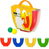A yellow box of Loop the Ball Game & Skill Toy with various colored U-shaped juggling balls.