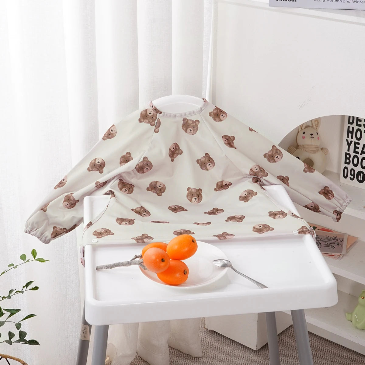 Waterproof Long-Sleeve Baby Bibs with Cute Designs