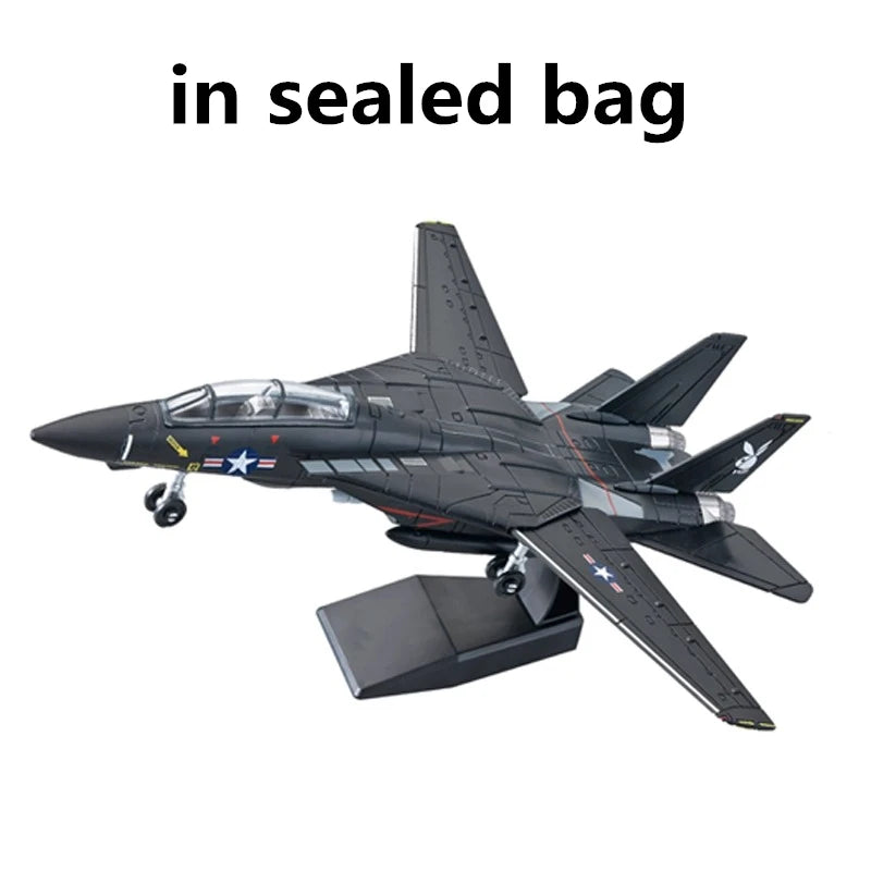 A black A-10 Warthog military model airplane in a sealed bag.