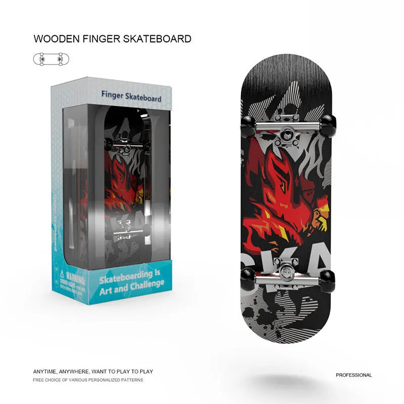 Mini Finger Skateboard with Art Patterns