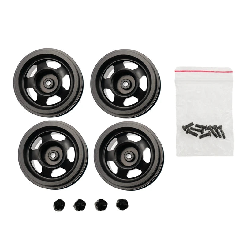 RC Car Metal Wheel Rims with Soft Rubber Tires (Set of 4)