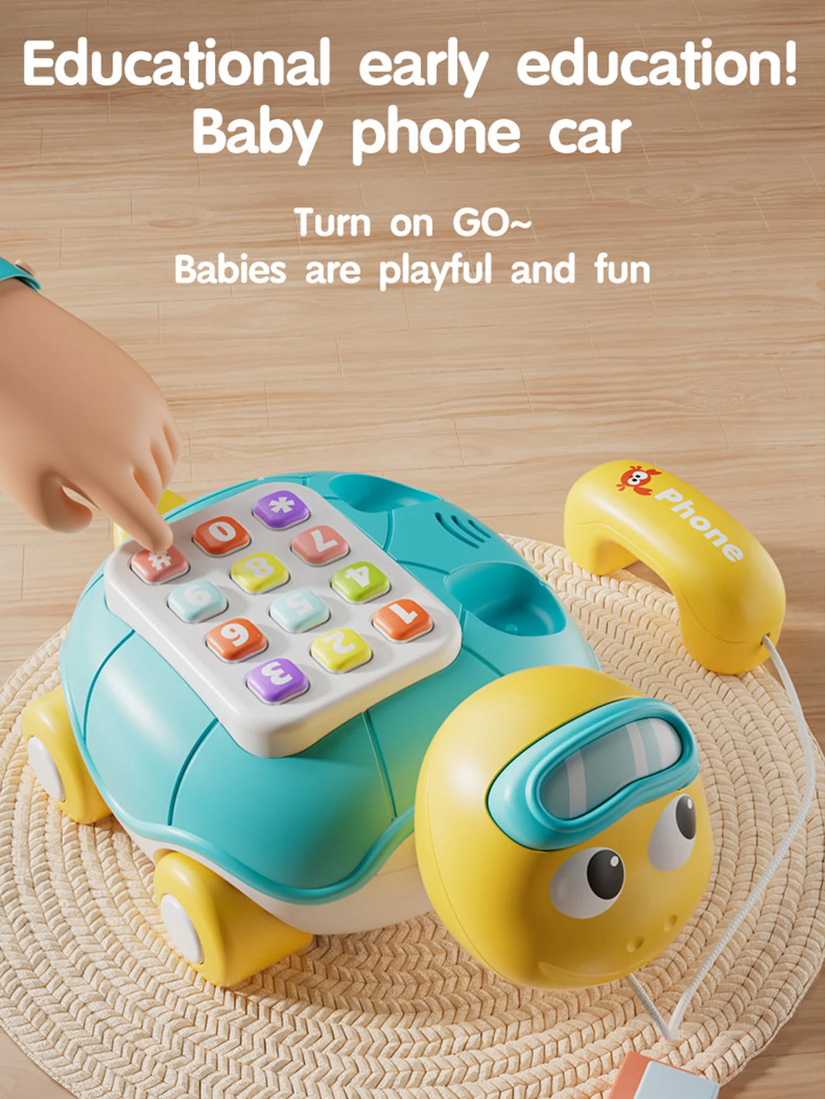 Musical Turtle Crawling Toy with Piano Lights and Baby Phone