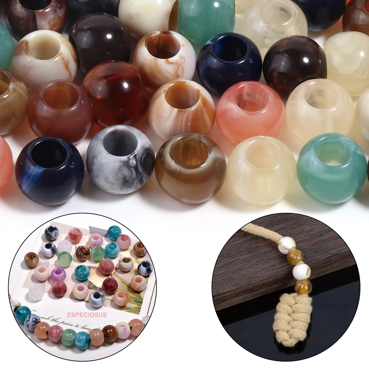 A collection of 50 imitation jade acrylic cloud beads in various translucent colors and shades for jewelry making