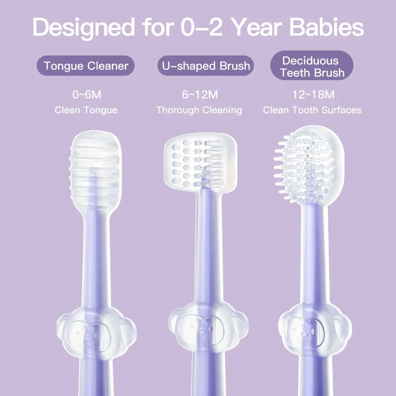 Baby Silicone Toothbrush Set with Tongue Cleaner and Storage Box