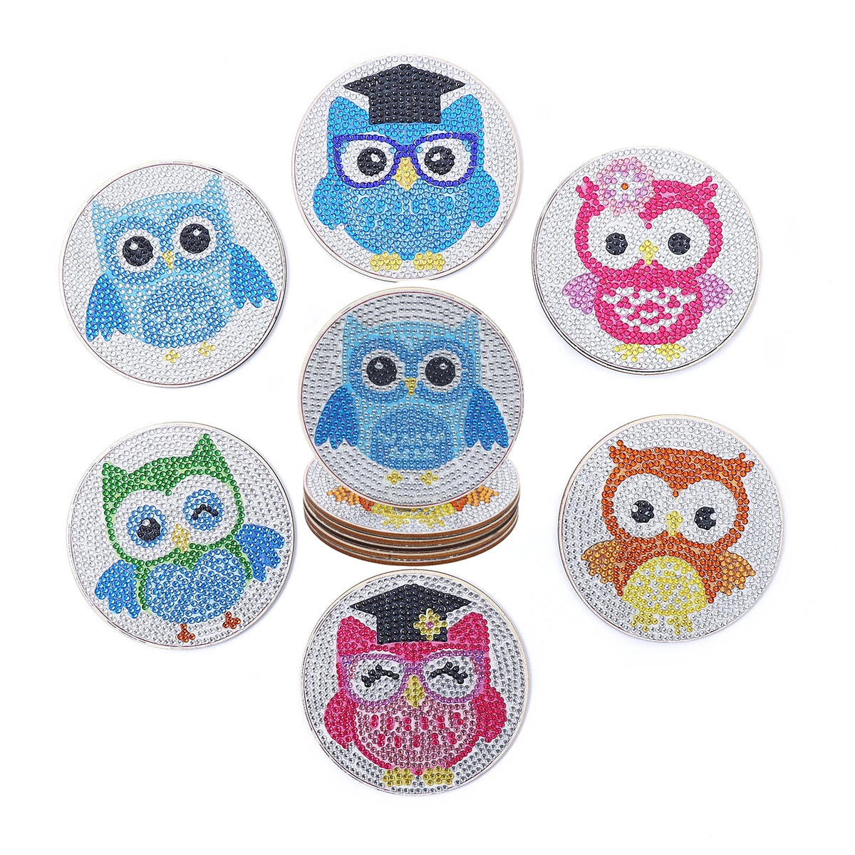 DIY Animal Diamond Painting Coaster Set with Wooden Base