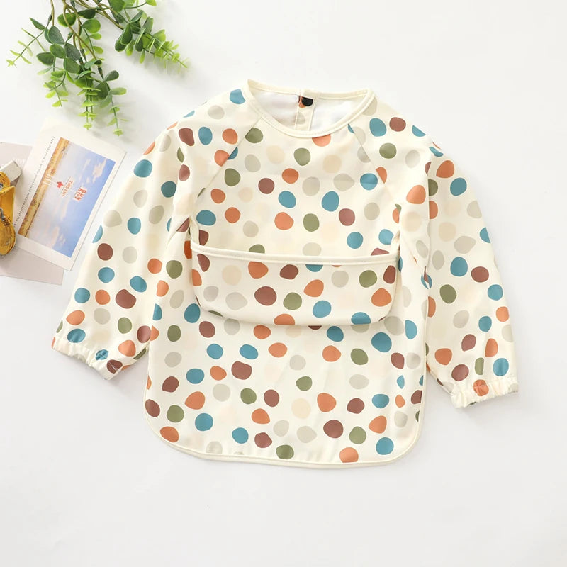 Waterproof Long-Sleeve Art Smock Bib for Toddlers