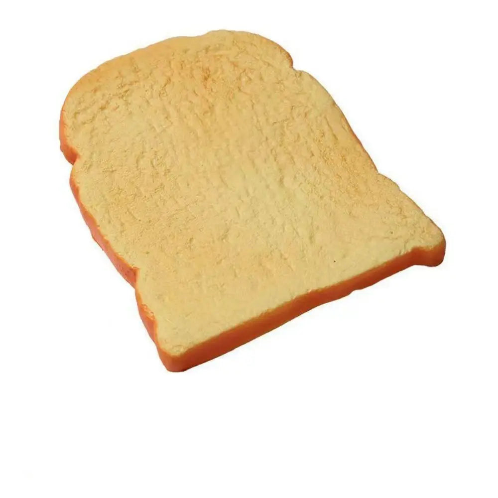 A slice of bread used as a squeeze toy for stress relief and sensory play.