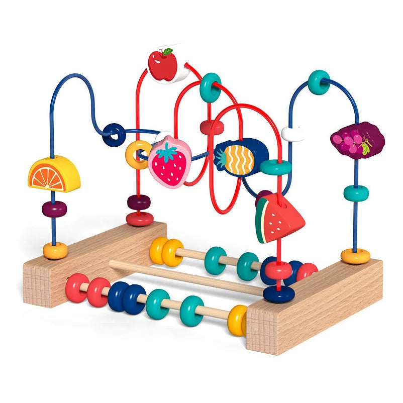 Wooden Bead Maze Roller Coaster Toy for Toddlers